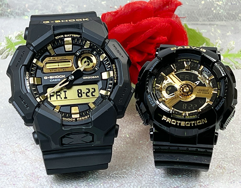 【愛の証　永遠の証】恋人たちのGショック ペアウオッチ G-SHOCK BABY-G ペア腕時計 カシオ 2本セット gショック ベビーg GA-010GB-1A9JF BA-110X-1AJF ラッピング無料 クリスマス プレゼント 誕生日結婚記念日 婚約｜時計のジュエリータイム　ムラタ