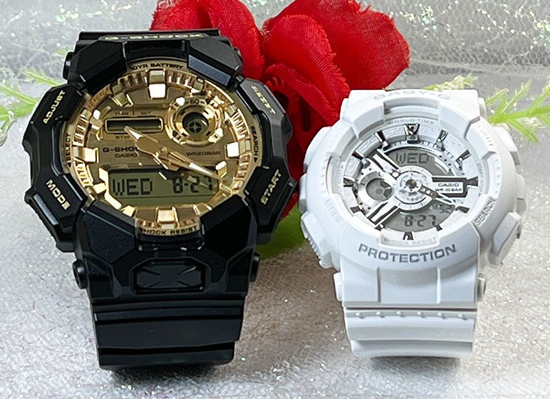 【愛の証 一緒にタフな時を刻もう】Gショックペアウオッチ G-SHOCK BABY-G ペア腕時計 カシオ 2本セット GA-010GGB-1A9JF BA-110X-7A3JF 電池式 アナデジ ブランド 婚約 夫婦 クリスマス プレゼント誕生日 御祝い 還暦 銀婚式 結婚記念日 婚約|時計のジュエリータイム ムラタ