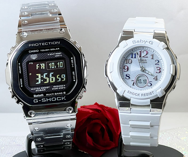 【あなたと刻む、これからの時間】恋人たちのGショック ペアウオッチ G-SHOCK BABY-G カシオ 2本セット 電波ソーラー GMW-B5000BT-1JF BGA-1100GR-7BJF クリスマス　誕生日 御祝い 銀婚式　結婚記念日 人気 婚約 夫婦 高級 クリスマス プレゼント おすすめ