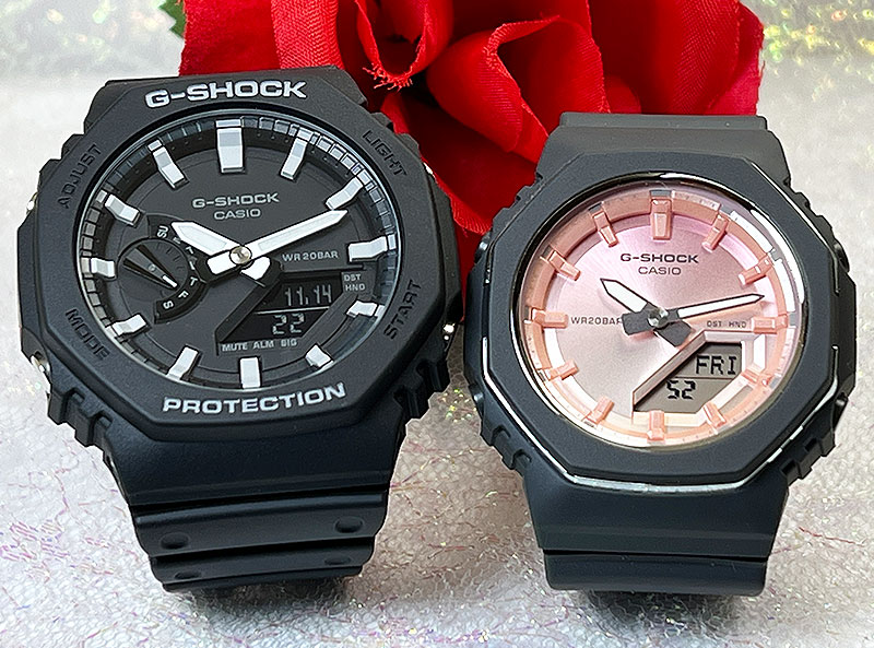 【愛の証 一緒にタフな時を刻もう】Gショック ペアウオッチ G-SHOCK BABY-G ペア腕時計 カシオ 2本セット GA-2100-1AJF GMA-P2110SC-4AJF プレゼント ラッピング無料 クリスマス プレゼント 誕生日 御祝い 還暦 銀婚式 結婚記念日 婚約 夫婦｜時計のジュエリータイム　ムラタ