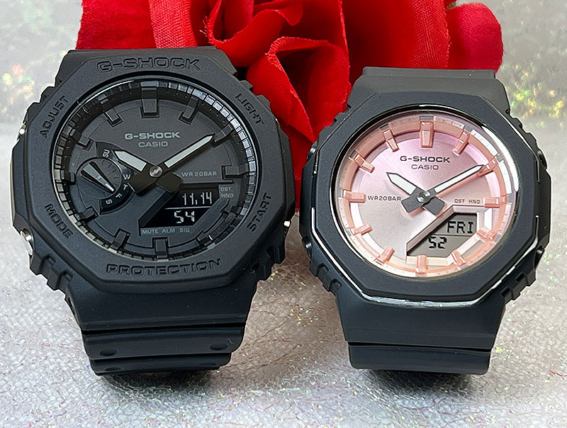 【愛の証 一緒にタフな時を刻もう】Gショック ペアウオッチ G-SHOCK BABY-G ペア腕時計 カシオ 2本セット GA-2100-1A1JF GMA-P2110SC-4AJF プレゼント ラッピング無料 クリスマス プレゼント 誕生日 御祝い 還暦 銀婚式 結婚記念日 婚約 夫婦|時計のジュエリータイム ムラタ