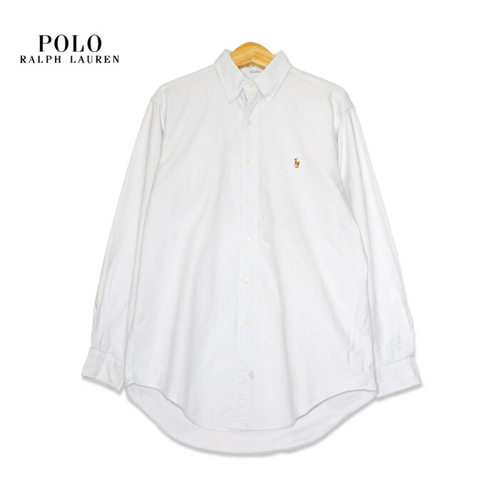 楽天市場 ラルフ ローレン Ralph Lauren ストライプ 長袖シャツ メンズxlサイズ スカイブルー ユーズド 古着 T0518 0 神戸パティーナ