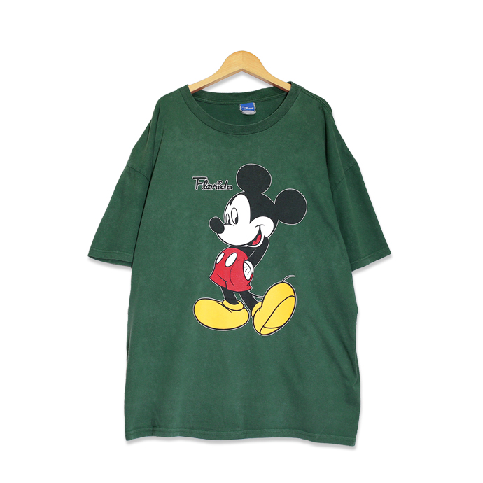 楽天市場 ウォルト ディズニー ワールド Disney ミッキーマウス フロリダ プリント 半袖tシャツ メンズxlサイズ グリーン ユーズド 古着 T0518 130 神戸パティーナ