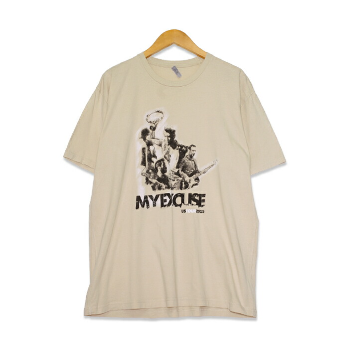 楽天市場 マイ エクスキューズ My Excuse Us Tour 15 プリント 半袖tシャツ メンズmサイズ ベージュ ユーズド 古着 T0518 1 神戸パティーナ