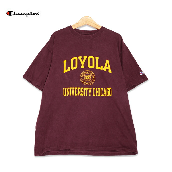 楽天市場 Champion チャンピオン ロヨラ大学シカゴ プリント 半袖tシャツ メンズxlサイズ マルーン Ncaa ユーズド 古着 T0625 133 神戸パティーナ