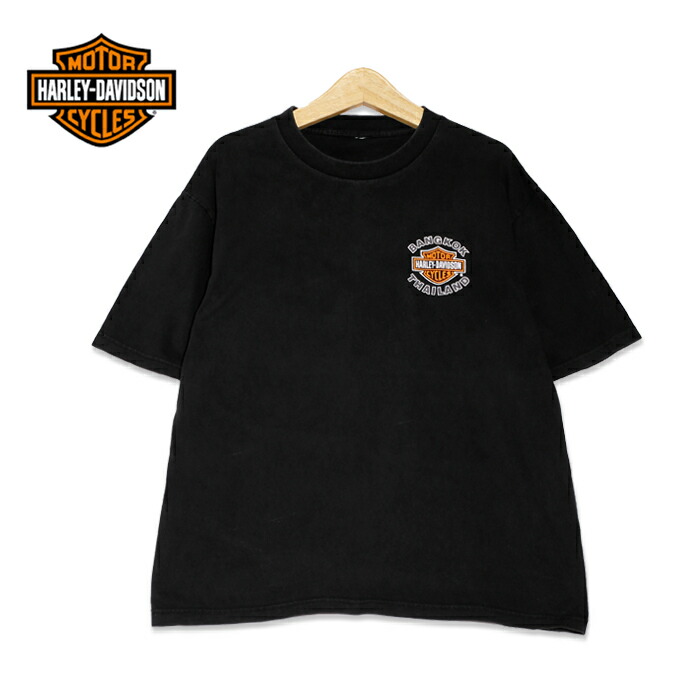 楽天市場 ハーレー ダビッドソン Harley Davidson タイ バンコク プリント 半袖tシャツ メンズlサイズ ブラック ユーズド 古着 T0715 65 神戸パティーナ