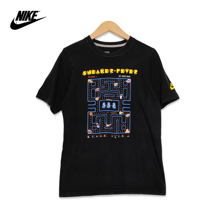 楽天市場 ナイキ Nike スニーカー フィーバー パックマン風 プリント 半袖tシャツ メンズmサイズ ブラック ユーズド 古着 T0715 70 神戸パティーナ