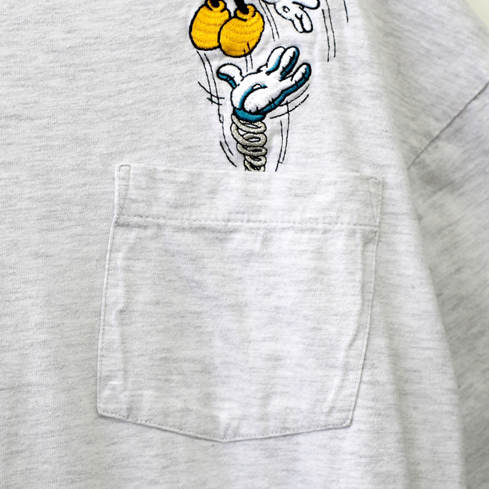 楽天市場 ディズニー Disney ミッキーマウス 刺繍 ポケット 半袖tシャツ メンズxlサイズ グレー ユーズド 古着 T0625 125 神戸パティーナ