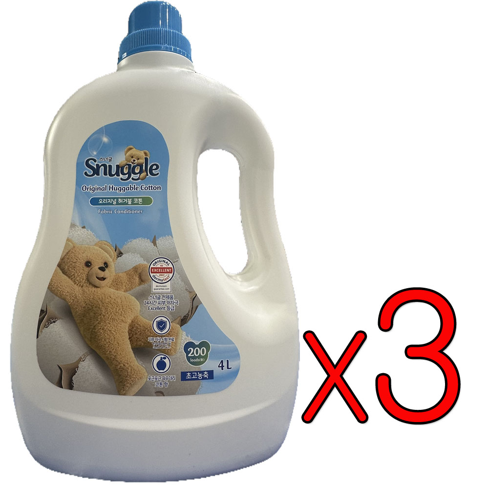 スナグル超高濃化延性のある剤 ハガブルコットン 4.0L 3個 (並行輸入生産物)/ Snuggle Huggable cotton Fabric Conditioner