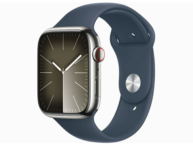 【中古(未使用買取品)】 Apple Watch Series 9 GPS+Cellularモデル 45mm MRMP3J/A (シルバーステンレススチールケース/ストームブルースポーツバンド M/L)