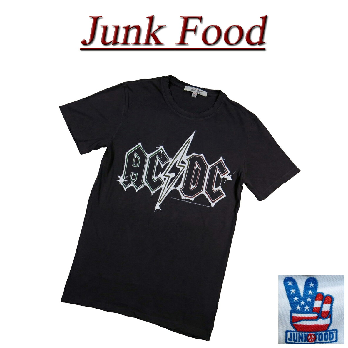 【AC/DC】【junk food】 Tシャツ⑤ Sサイズ Women's AC/DC Go Zone Vintage Destroy Tee | Junk Food