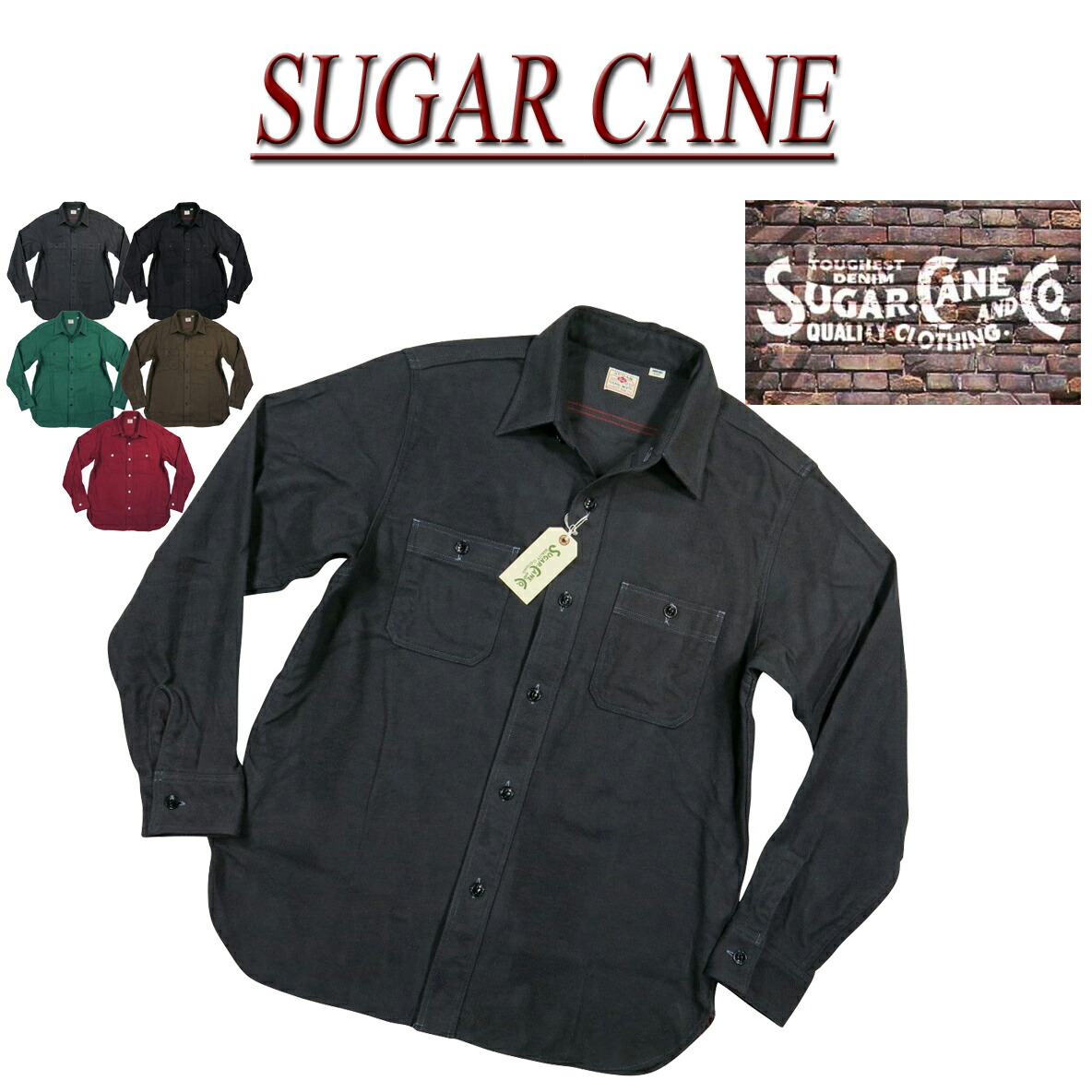 新品【SUGAR】 SOLID TWIL L/S WORK SHIRT L