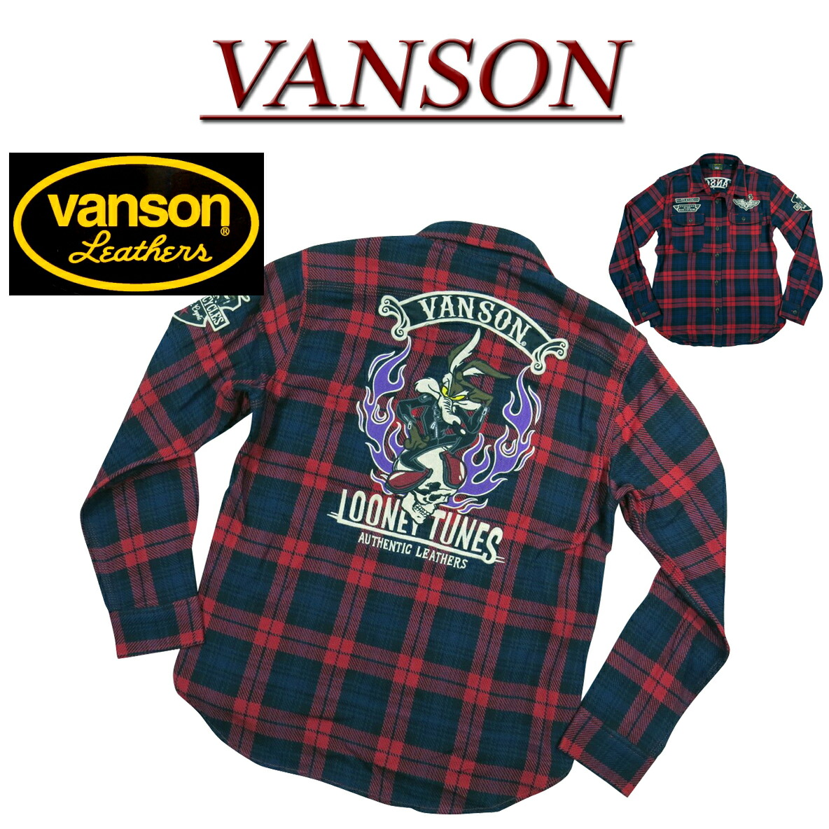 5 Off 送料無料 5サイズ Nb321 長袖 新品 Vanson カジュアルシャツ Looney バンソン Tunes ワイリー コヨーテ コラボ マチ付 長袖 チェック ヘビーネルシャツ Ltv 927 メンズ バンソン ワークシャツ フランネルシャツ Wile E Coyote Smtb Kd ｊ店