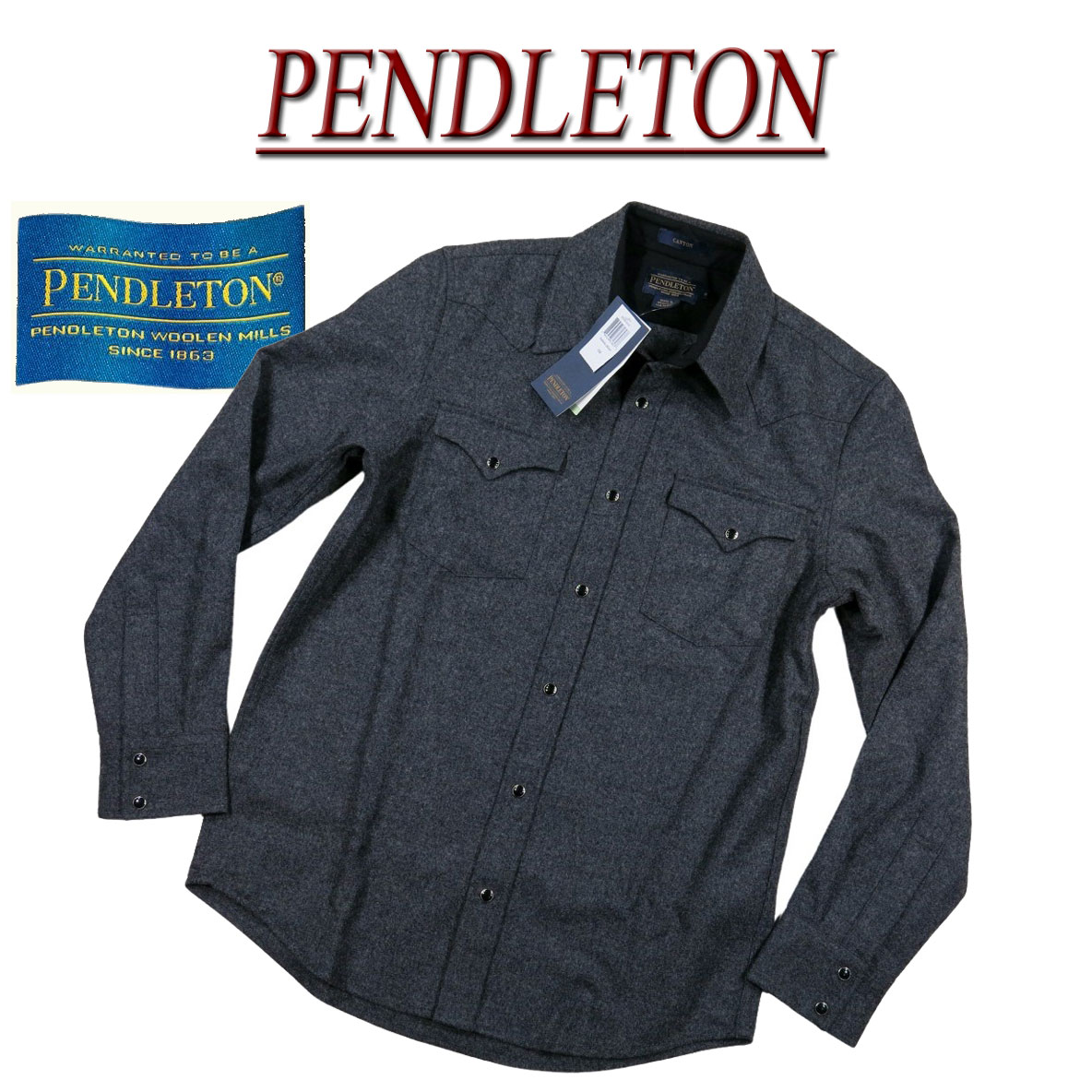 【4サイズ】 ad181 新品 PENDLETON CANYON SHIRT REGULAR レギュラーフィット 長袖 無地 ウール ウエスタンシャツ RA640-28347 メンズ ペンドルトン ウールシャツ ペンデルトン キャニオンシャツ 【smtb-kd】|J店+