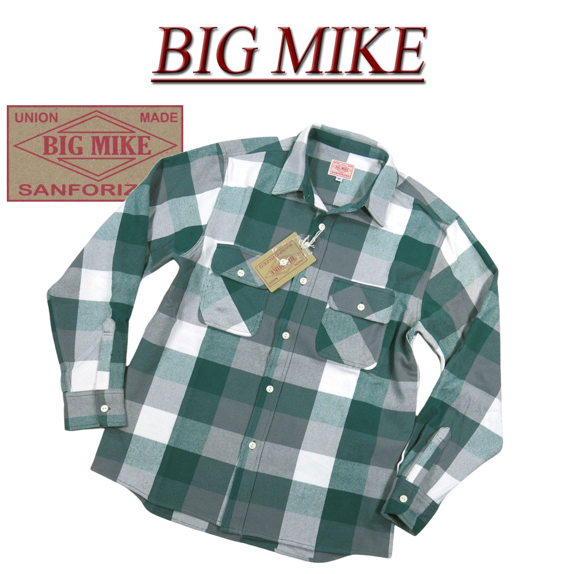 【4大いさ】 ad441 新品 BIG MIKE 刷り直す 長袖 バッファローチェック ヘビーネルシャツ 102435205 メンズ ビッグマイクロホン HEAVY FLANNEL WORK SHIRTS 綿ネルティーシャツ 細工物ティーシャツ 読み合わせるティーシャツ 長虫フランネル BIGMIKE 【smtb-kd】