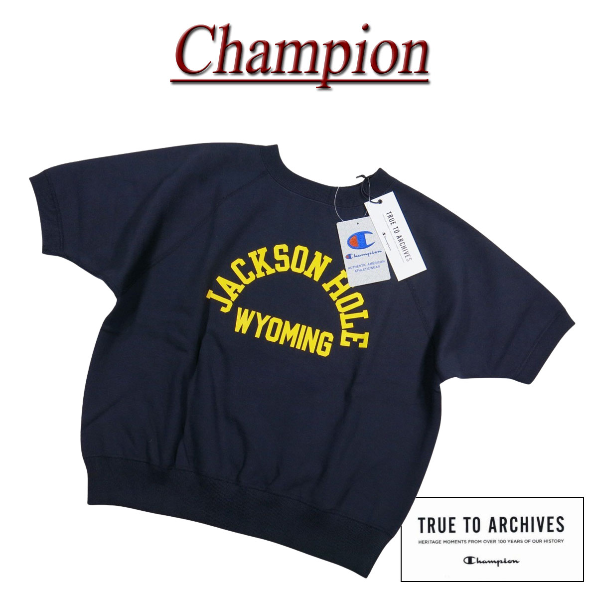 【4サイズ】 jh472 新品 Champion 日本製 50’s ビンテージ 復刻モデル ランナーズタグ 半袖 スウェットシャツ C3-B005 メンズ チャンピオン 裏起毛 ラバープリント TRUE TO ARCHIVES ROCHESTER COLLECTION MADE IN JAPAN スエット 【smtb-kd】