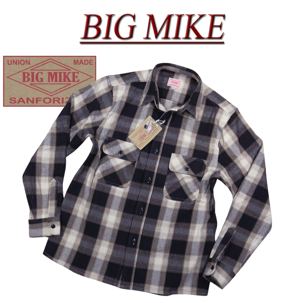 【2025秋冬 4サイズ】 ad514 新品 BIG MIKE 復刻 長袖 チェック ヘビーネルシャツ 102535100 メンズ ビッグマイク HEAVY FLANNEL WORK SHIRTS フランネルシャツ ワークシャツ チェックシャツ ヘビネル BIGMIKE 【smtb-kd】