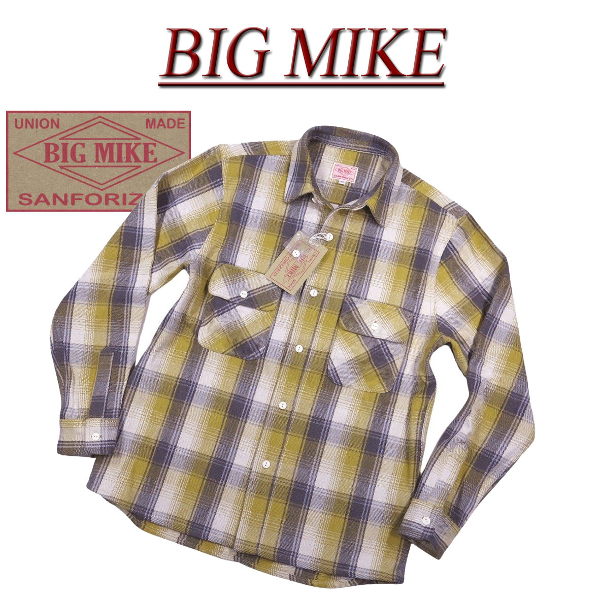 【2025秋冬 4大いさ】 ad515 新品 BIG MIKE 刷り直す 長袖 読み合わせる ヘビーネルシャツ 102535103 メンズ ビッグマイクロホン HEAVY FLANNEL WORK SHIRTS 綿ネルティーシャツ 細工物ティーシャツ 読み合わせるティーシャツ 長虫フランネル BIGMIKE 【smtb-kd】