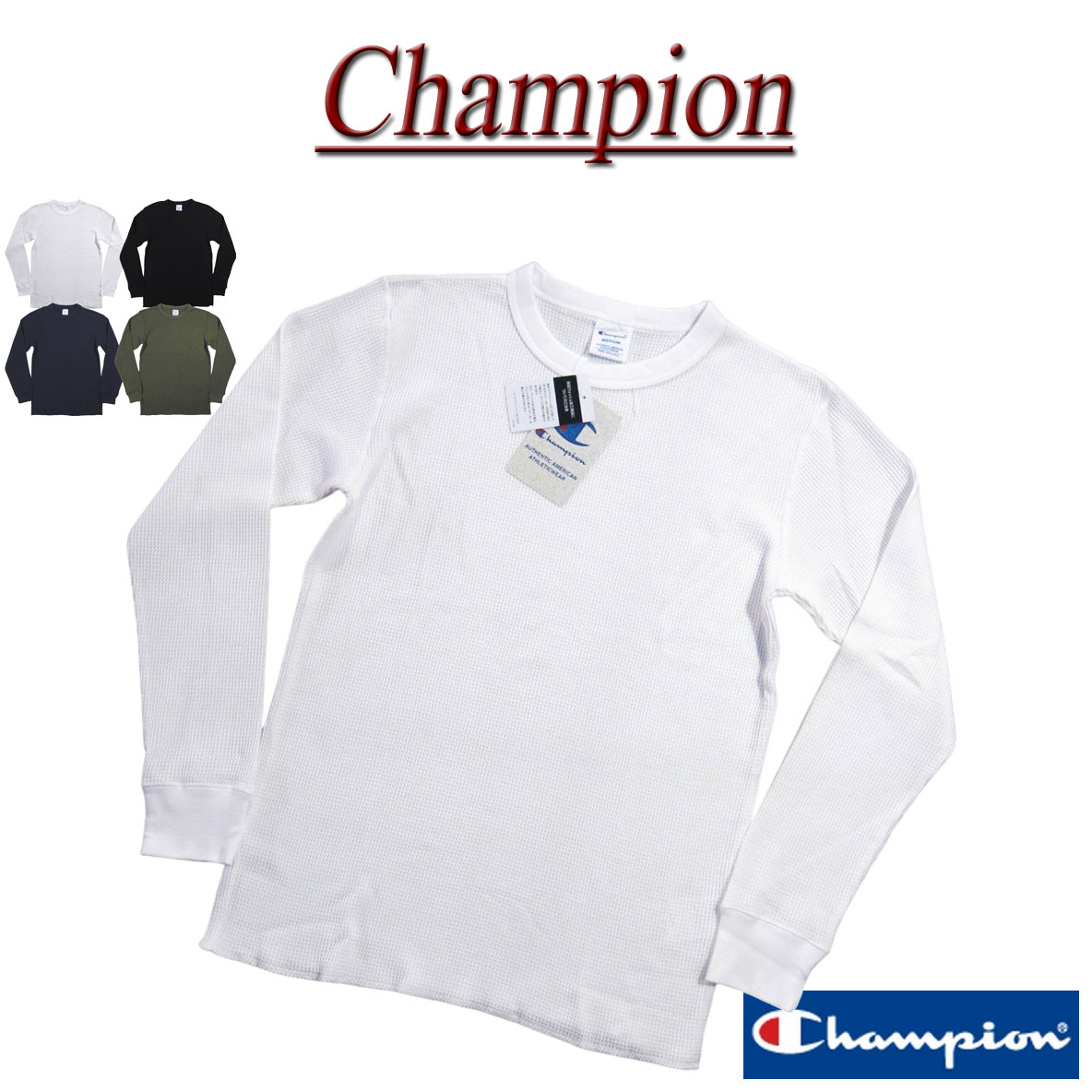 楽天市場】Champion（チャンピオン） ヘンリーネック ワッフル 無地
