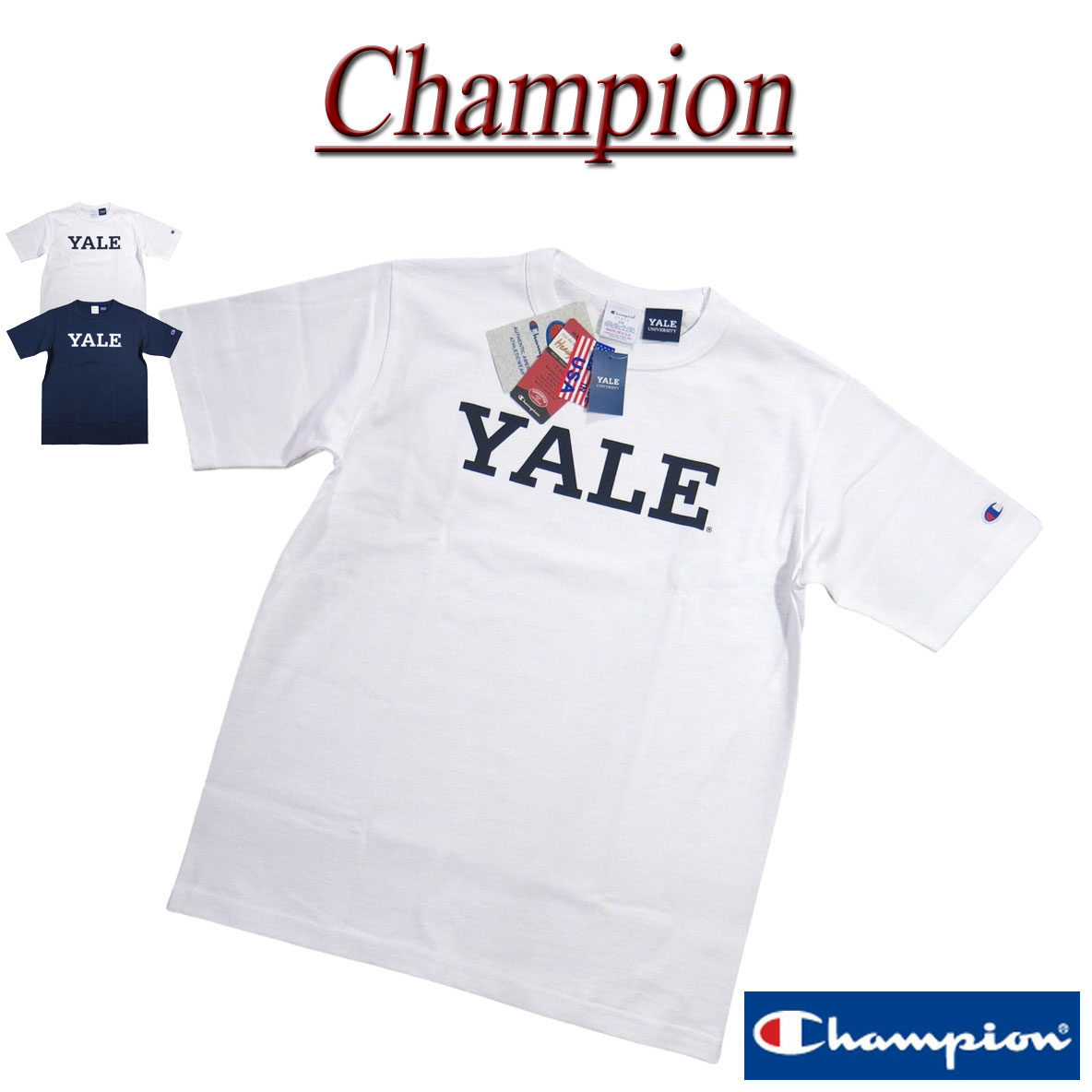【2色4大きさ】 jh641 新品 Champion × YALE 共同研究 USA製 分科大学刷り上げる 半袖 ティーシャツ C5-B306 メンズ はやりっ児 × イエール分科大学 T1011 ティーテンイレブン 染み込み刷り上げる HEAVY WEIGHT JERSEY Made インチ USA 【smtb-kd】