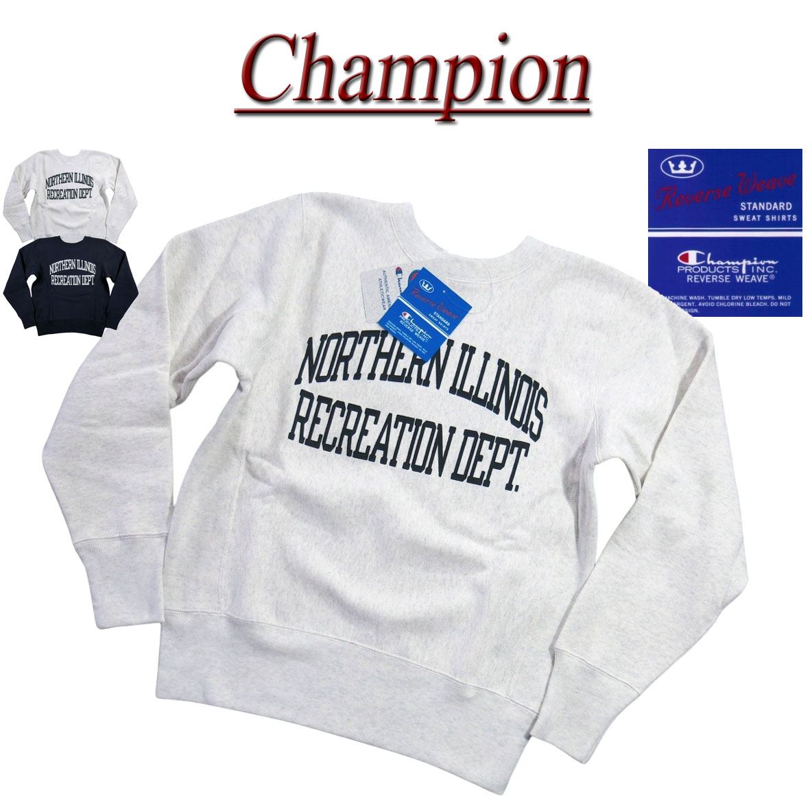【12/26再入荷! 2025秋冬 2色4サイズ】 jh781 新品 Champion 11.5oz USAコットン リバースウィーブ 青単タグ カレッジプリント スウェットシャツ C3-C022 メンズ チャンピオン REVERSE WEAVE 裏起毛 トレーナー スエット 青単色タグ 【smtb-kd】