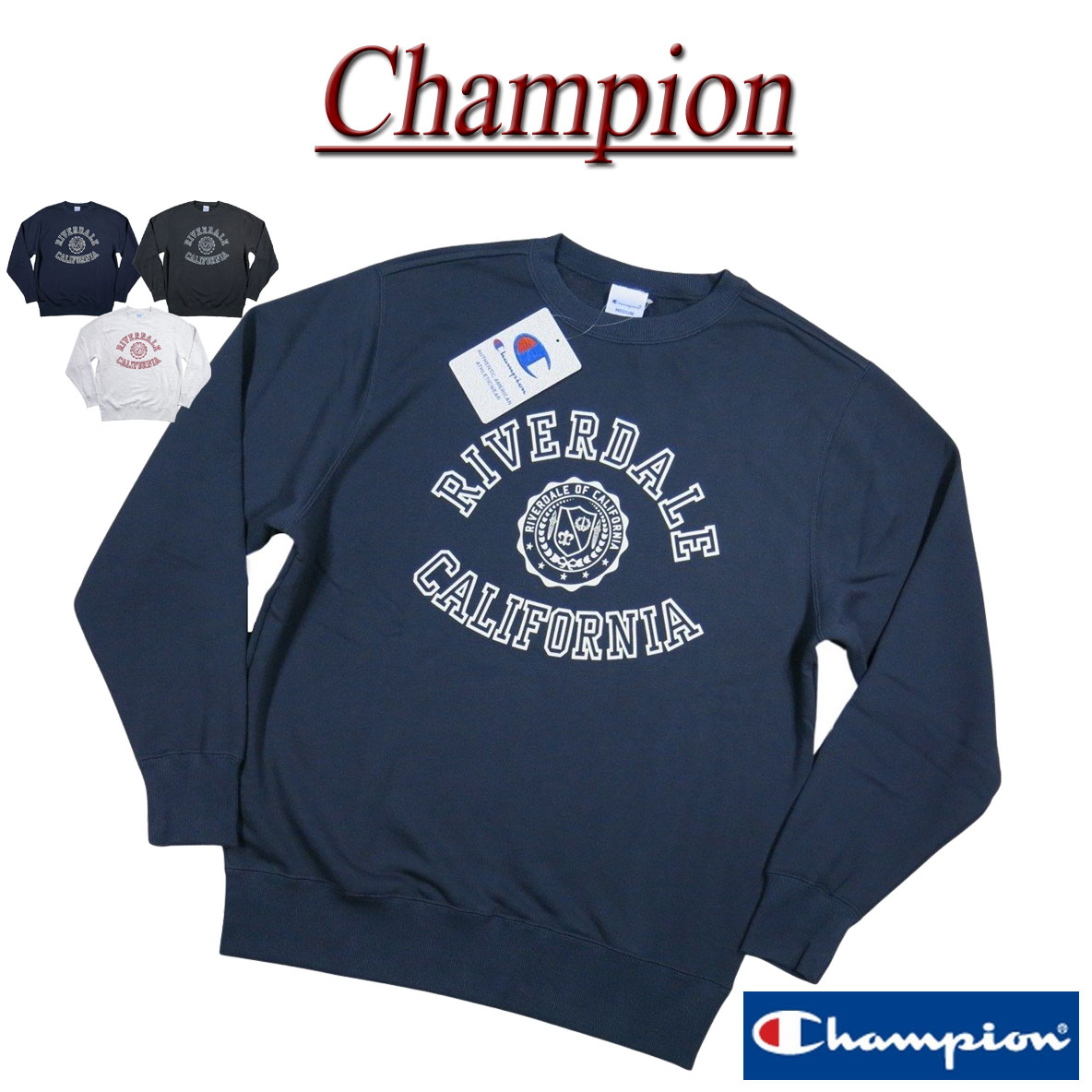 【12/26再入荷! 2025秋冬 3色4サイズ】 jh801 新品 Champion USAコットン トリコロールタグ カレッジプリント ミディアムウェイト スウェットシャツ C3-C034 メンズ チャンピオン ラバープリント 長袖 裏毛 トレーナー アメカジ スエット トリコタグ 【smtb-kd】