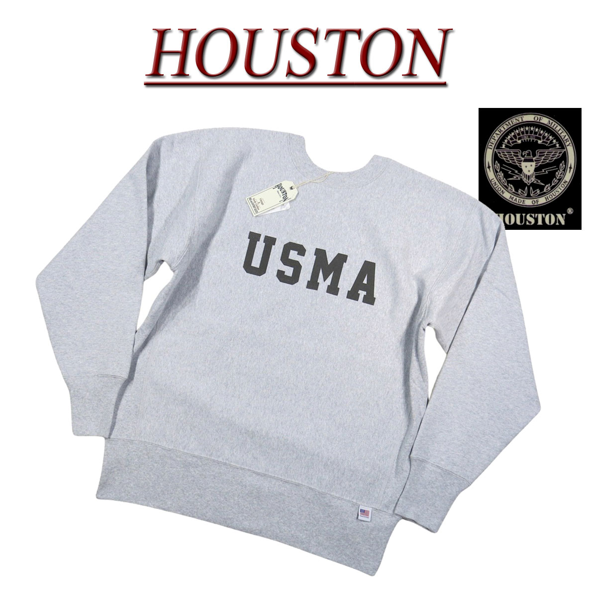 【12/15再入荷! 2025秋冬 4サイズ】 jh871 新品 HOUSTON 12.4oz USMA ミリタリー ヘビーウェイト スウェットシャツ 22322 メンズ ヒューストン スエット トレーナー U.S. COTTON L/S HEAVY WEIGHT SWEATSHIRT USMA 陸軍士官学校 【smtb-kd】