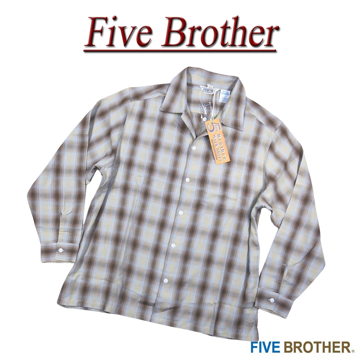 【3/30再入荷! 2026春夏 4大きさ】ji071 新品 FIVE BROTHER 点火装置 オンブレチェック 長袖 細工物プルオーバー 152610 メンズ ファイブ茶飲み友だち 読み合わせるプルオーバー LIGHT OMBRE CHECK WORK SHIRTS 【smtb-kd】