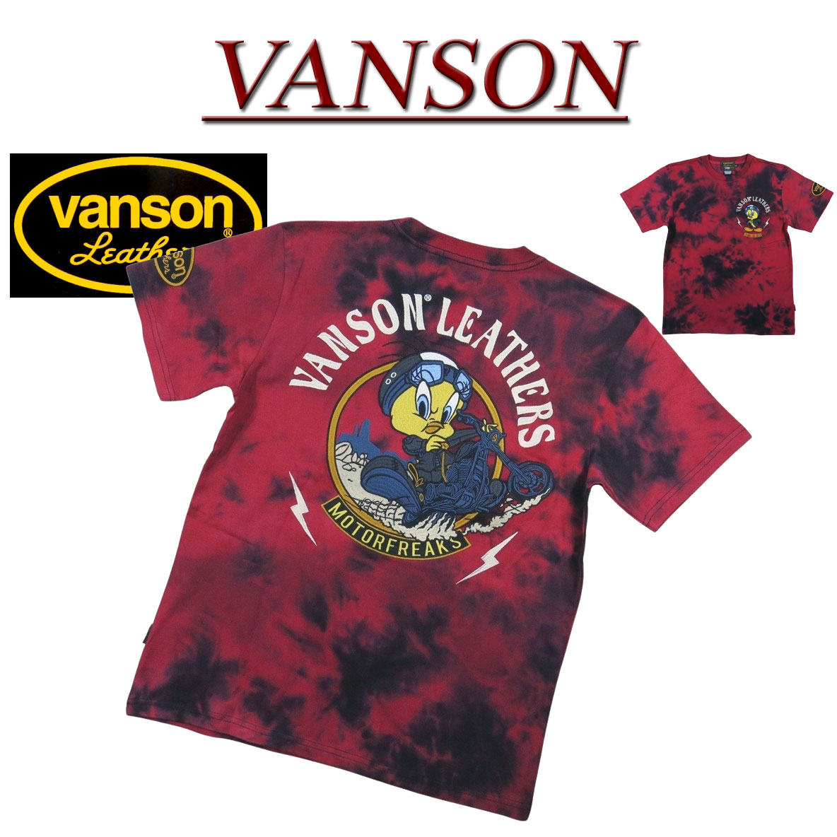 VANSON×LOONEY TUNES バンソン Tweety コラボ ボンディングスタジャン ブラック Mサイズ VANSONバンソンLOONEY TUNESルーニーチューンズ◇VS