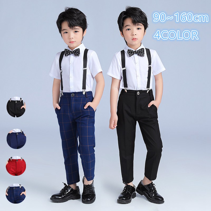 JUVIA 4点セット パンツ 子供スーツ 子供服 上下セット 半袖 男の子 シャツ チェック柄 サスペンダー スーツ フォーマル 人気 蝶ネクタイ JUVIA 4点セット パンツ 子供スーツ 子供服 上下セット 半袖 男の子 シャツ チェック柄 サスペンダー スーツ フォーマル 人気 蝶ネクタイ