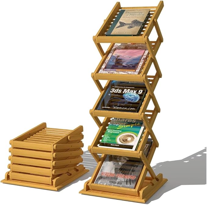 楽天市場】カタログスタンド マガジンラック 折りたたみ式 5段 竹製