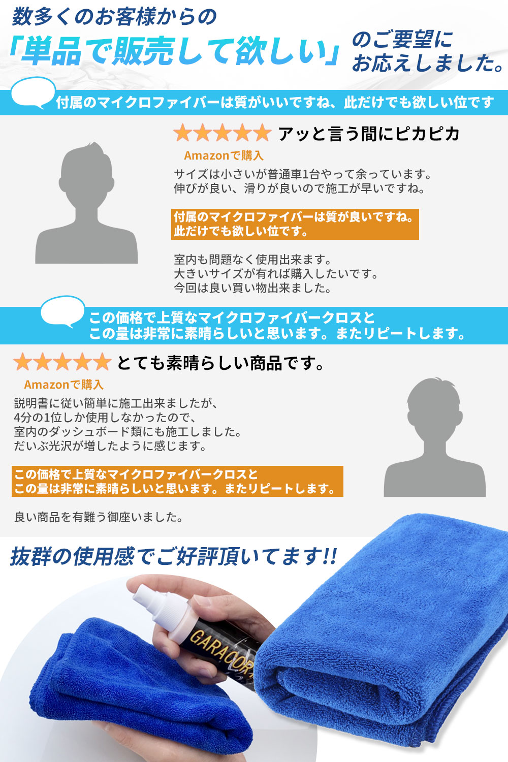 マイクロファイバー クロス ２枚 セット ガラコート 洗車 タオル 吸水 車用 速乾 乾拭き 水拭き 車 バイク カーシャンプー 簡単 おすすめ メンテナンス 送料無料 新品 本物 当店在庫だから安心