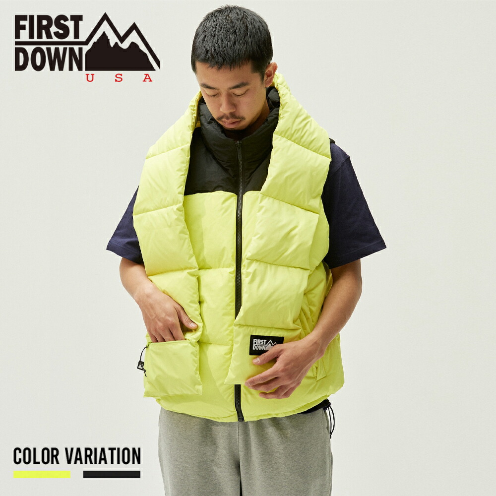 ＜SALE通貨価値50%OFF＞【FIRST DOWN USA】BUBBLE DOWN VEST MICROFT/全2色 アウター 上衣 より良い 落ちこむ リヴァーシブル 冬 メンズ