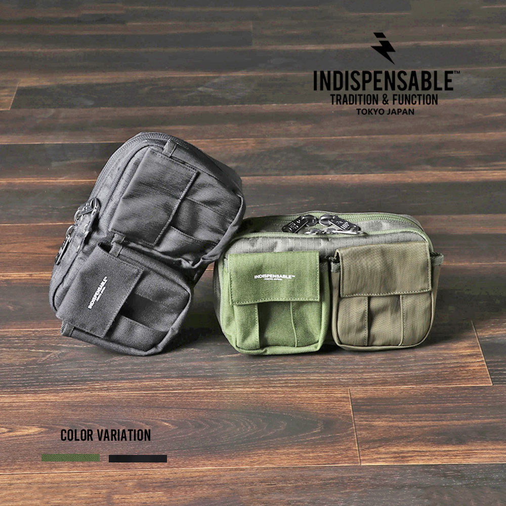 【ｸｰﾎﾟﾝ利用で更にお買得 ☆60%OFF☆3,979円以上で送料無料【INDISPENSABLE】インディスペンサブルMULTI  POUCH WIZZ MIL/全2色バッグ ポーチ マルチポーチ かばん カバン 鞄 メンズ レディース ユニセックス ブラック カーキ 黒 ...