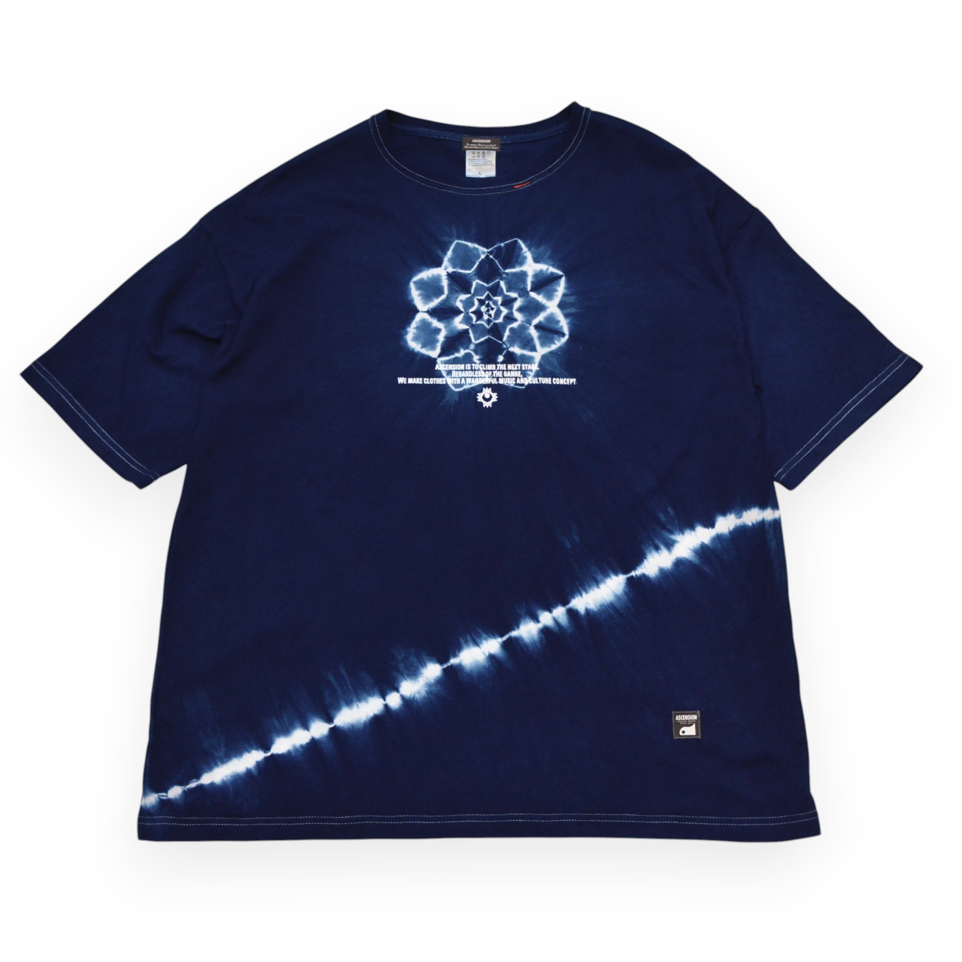 ASCENSION (アセンション) / Dark Indigo 濃紺藍染めタイダイワイドシルエットTシャツ 藍染め 濃紺 Tシャツ ワイドシルエット タイダイ INDIGO 黒部の名水染め 送料無料 贈り物 as-1303｜JUICE（ジュース）