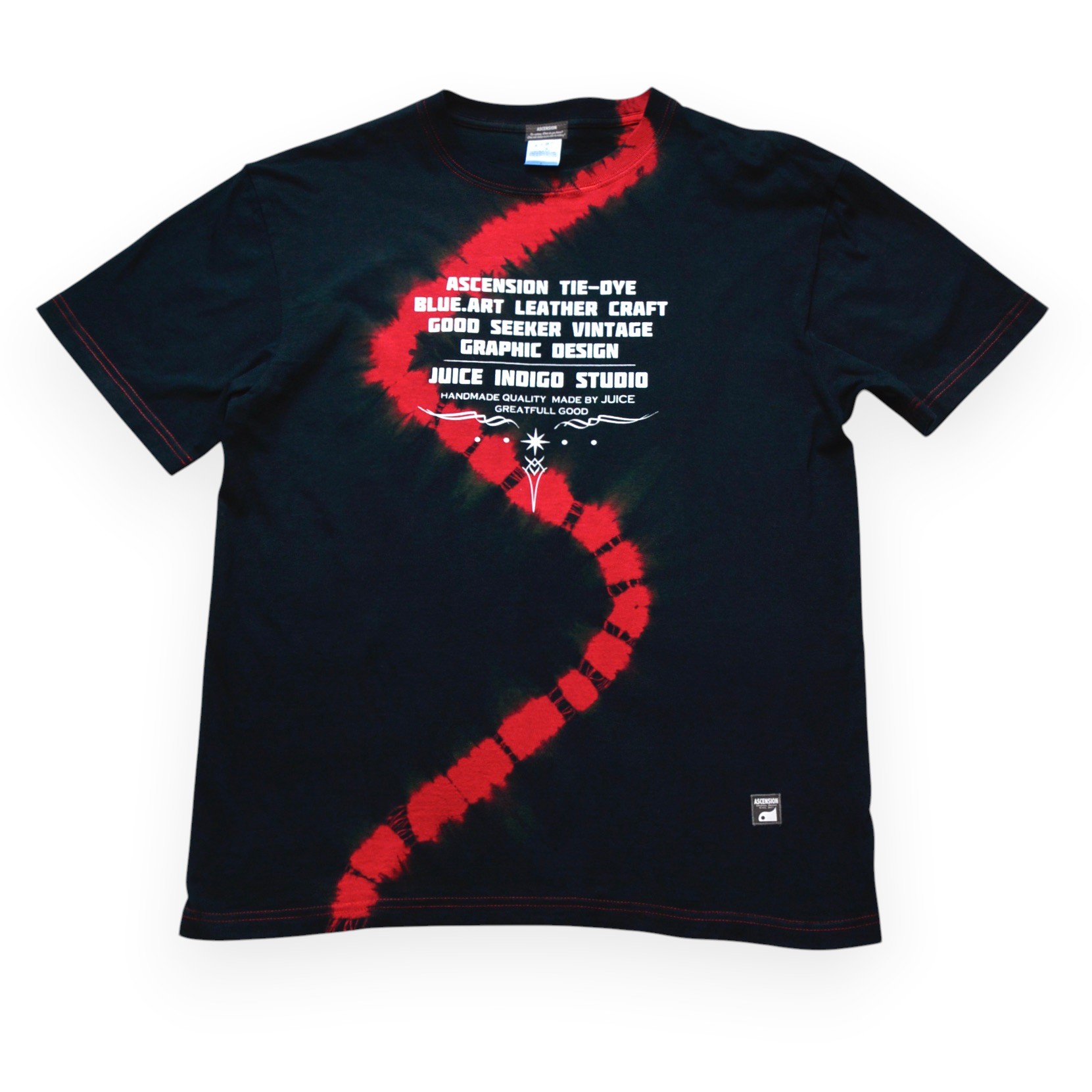ASCENSION (アセンション) / Dark Indigo 濃紺藍染めタイダイTシャツ 藍染め　濃紺　Tシャツ　タイダイ　INDIGO　黒部の名水染め　送料無料　贈り物 as-1309