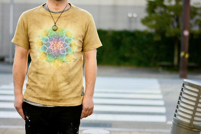 A HOPE HEMP × ASCENSION HEMP TEE 曼荼羅 Tie-dye Natural Brown Dye メンズ(mens)・レディース(ladys)・Tシャツ(T-shirt)・アウトドア(outdoor)・野外フェス・麻の葉・ヘンプ・グラフィック as-762