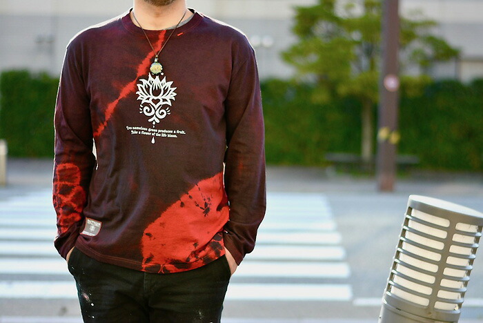 ASCENSION（アセンション）TIEDYE INDIGO LONG TEE 　(藍染）メンズ・レディース・ナチュラル・プリント・オリジナル　ロンティ　コーディネート as-764