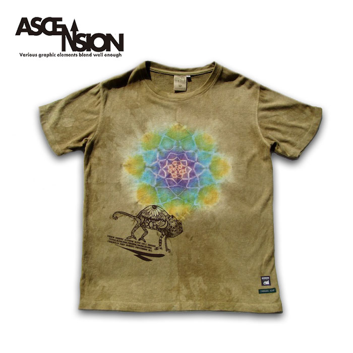 タイダイ ヘンプ ティーシャツ  A HOPE HEMP × ASCENSION HEMP TEE  曼陀羅Tie-Dye Natural Brown Dye  as-852