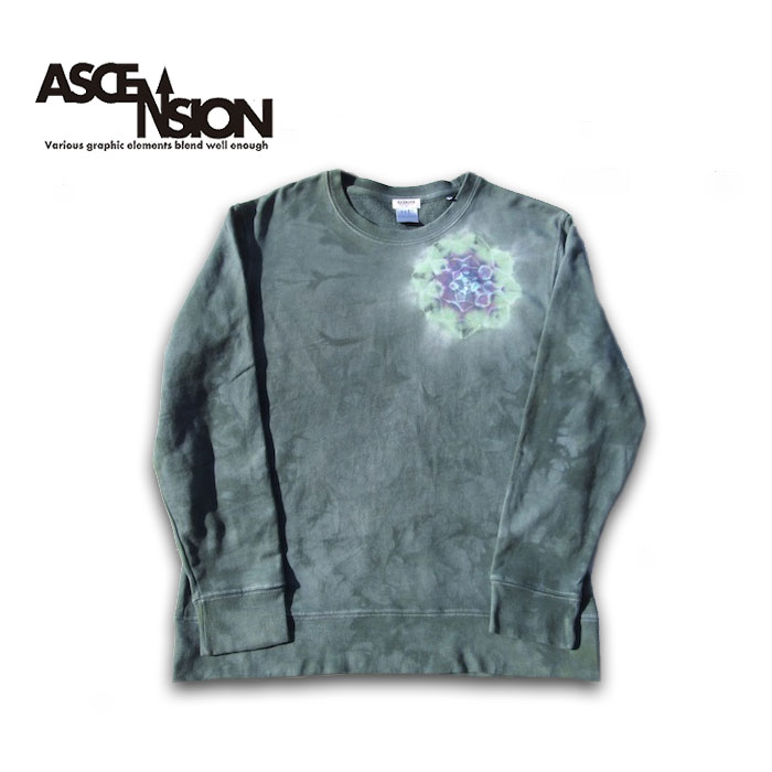 曼荼羅タイダイトレーナー (黒部の名水染めシリーズ) ASCENSION アセンション タイダイトレーナー　タイダイ　タイダイスウェット　黒部の名水染め アウトドア　サイケデリック　染め　フェス as-912