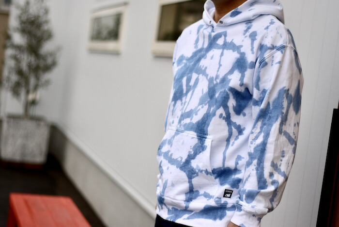 ASCENSION（アセンション）INDIGO ABSTRACT PARKA (藍染めアブストラクト パーカー）藍染め 藍染めパーカー 藍染めスウェットINDIGOパーカー インディゴスウェット 黒部の名水染め 送料無料 as-1061