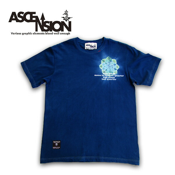 ASCENSION（アセンション）藍染め・曼荼羅 TEE「Life is a journey」JUICE 16th annyversary Tee インディゴティーシャツ 藍染めティーシャツ メンズ ティーシャツ タイダイ アウトドア as-667