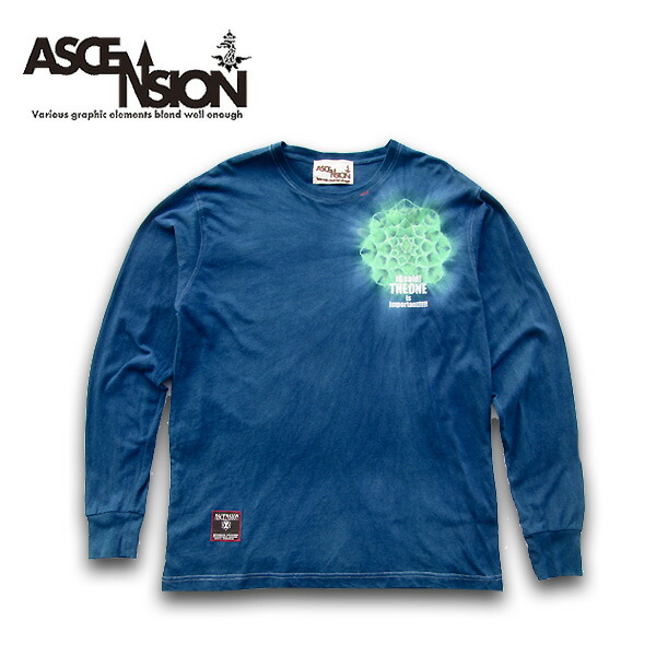 ASCENSION（アセンション）MANDALA INDIGO LONG TEE 藍染め・メンズ(mens)・レディース(ladys),ティーシャツ (T-shirt)・タイダイ・TIE-DYE(tie dye)・アウトドア(outdoor) as-681