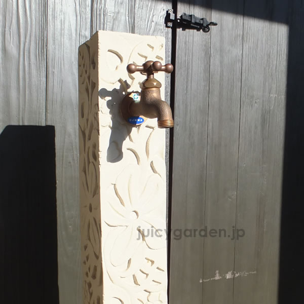 楽天市場】【立水栓】【水栓柱】「砂岩風 水栓柱 花花」 : おしゃれ