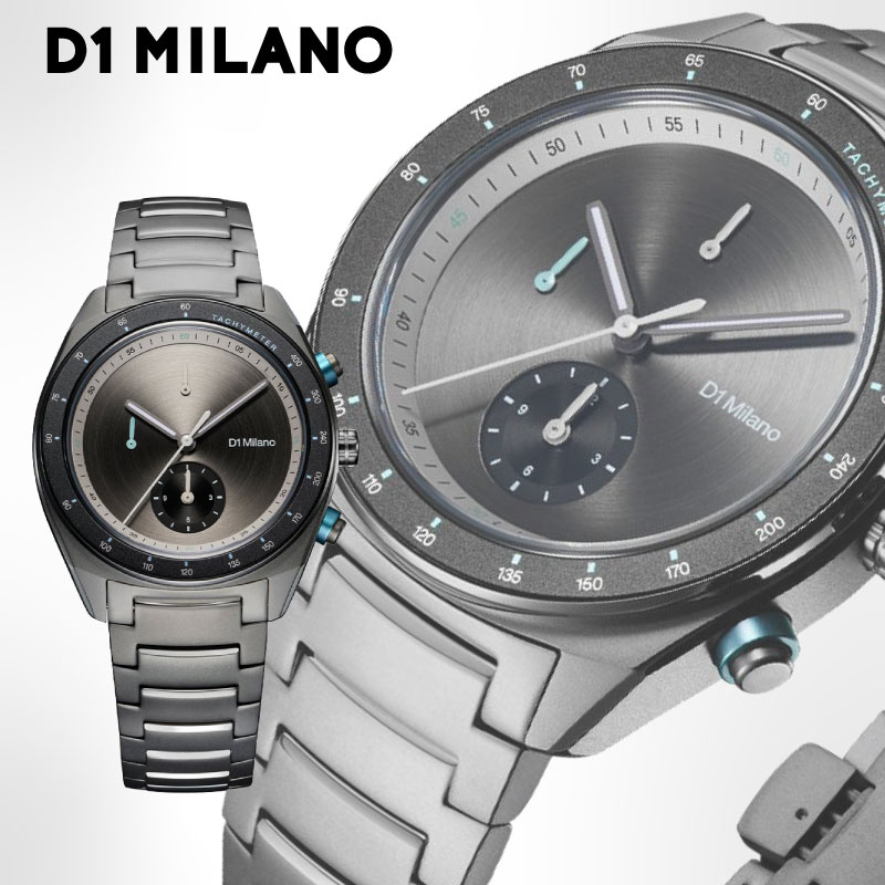 【 クーポンで5%OFF・4/10迄 】 腕時計 メンズ D1 MILANO ディーワンミラノ クロノグラフォ エッセンシャル ブラック CHBJ21 40mm クロノグラフ ガンメタル ITALY ラウンド ウォッチ 時計 正規品 ステンレススチール ベルト 日本製ムーブメント 5atm 円形