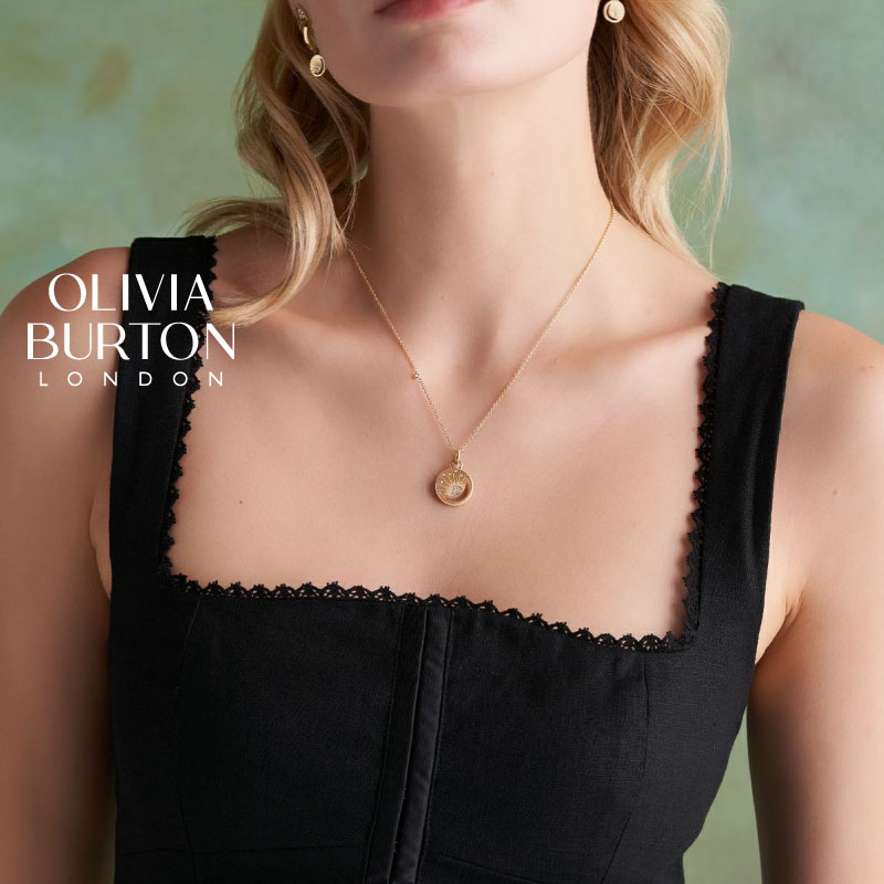 OLIVIA BURTON Signature Celestial Sun ペンダント ゴールドコーティング オリビア・バートン セレスティアル サン Gold-Plated Pendant 太陽 月 星 クリスタル 繊細 上品