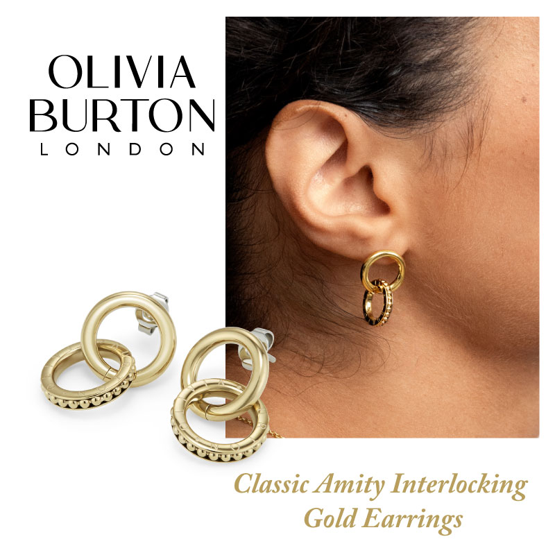 OLIVIA BURTON Modern Classics AMITY ピアス ゴールド オリビア・バートン モダン クラシックス アミティ 愛されデザイン ミクロビーズ 重なり合うリング 繊細 上品