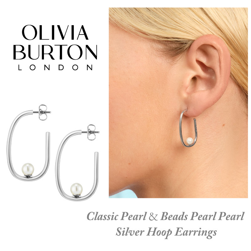 OLIVIA BURTON Modern Classics Pearl & Beads フープ ピアス パール シルバー オリビア・バートン モダン クラシックス パール＆ビーズ 愛されデザイン モダンアクセサリー パール 繊細 上品