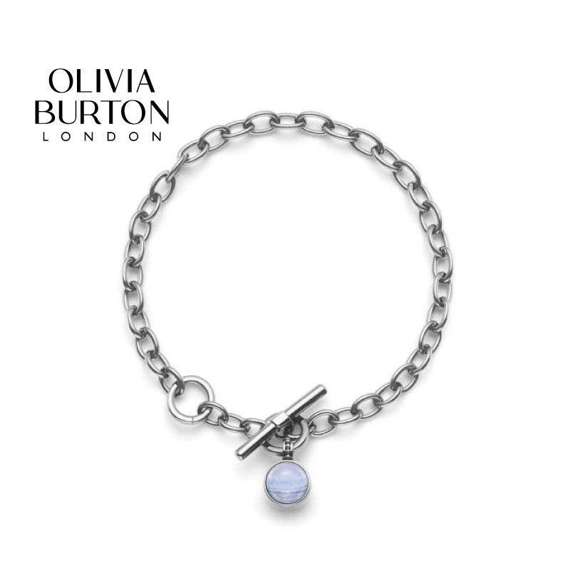 OLIVIA BURTON Trends Gemstone トグル ブレスレット パープル アゲート カボション シルバー ジェムストーン オリビア・バートン Purple Agate Cabochon Silver Gemstone Toggle Bracelet ストーンジュエリー 天然石 繊細 上品