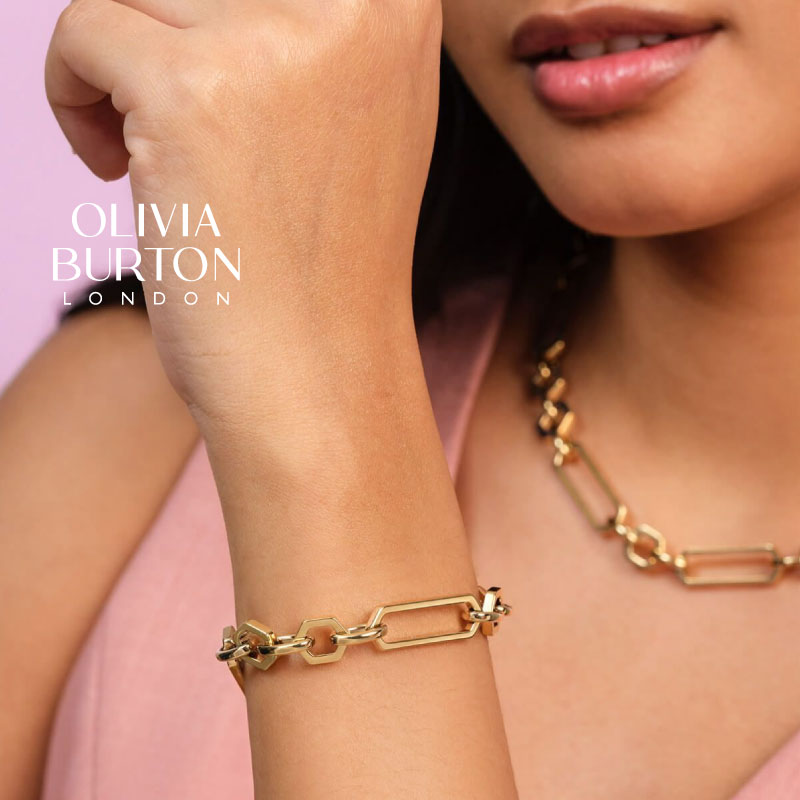 【 300円OFFクーポン・4/10 1:59迄 】 OLIVIA BURTON Trend Hex Link ブレスレット ゴールド オリビア・バートン ヘックス リンク Gold Bracelet ハニカム 六角形 繊細 上品